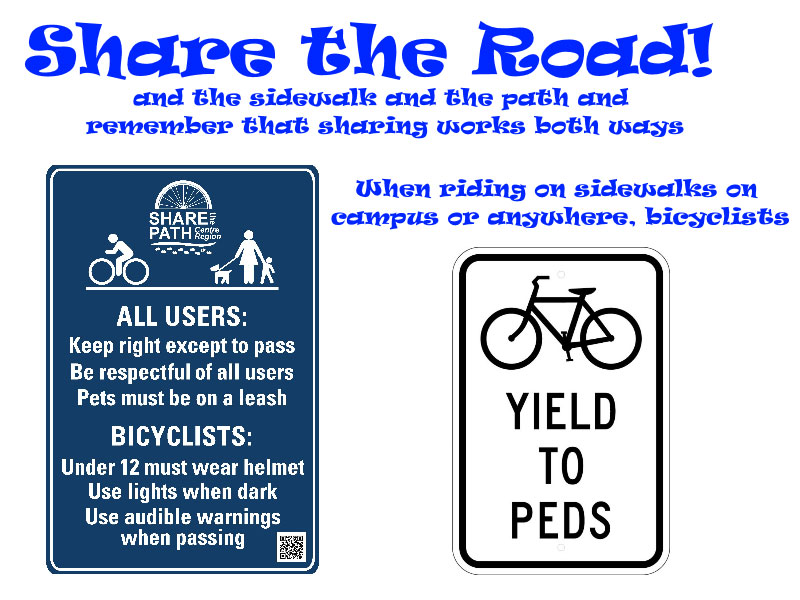 Share the Road, paths and sidewalks with others