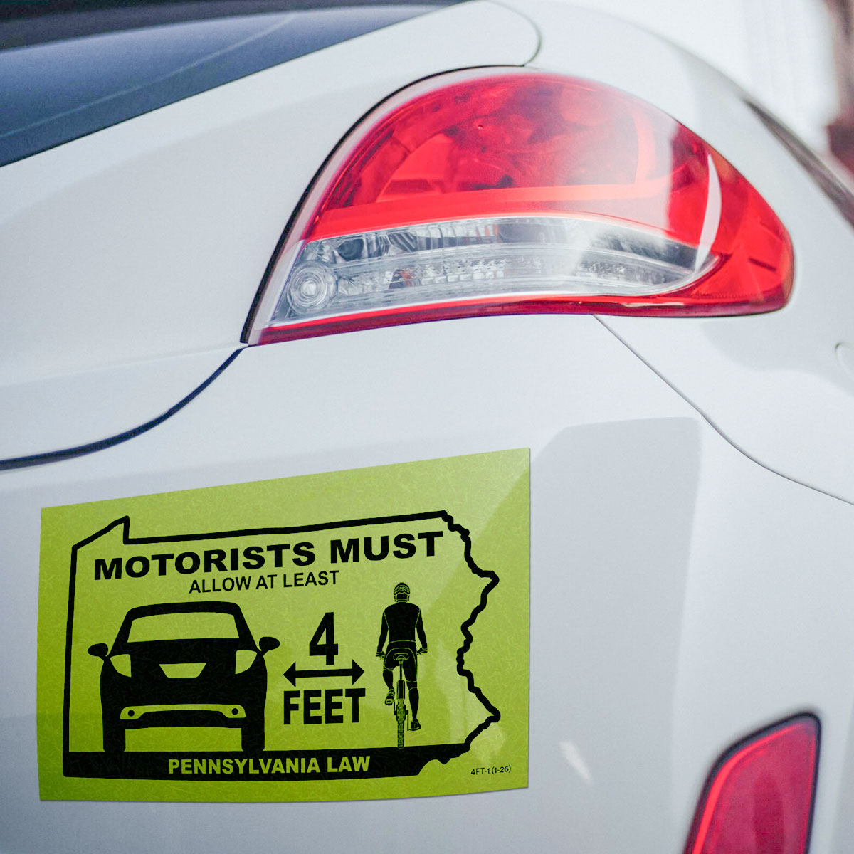 Motorist-4-ft-for-bikers-sticker Bumpersticker that says Motorists Must Allow Cyclists 4 feet