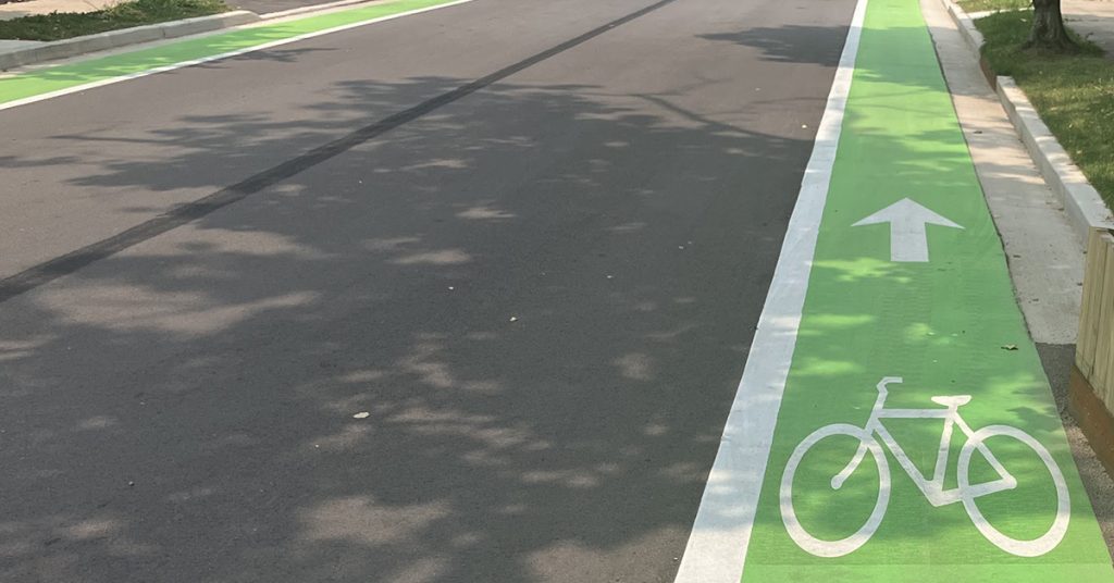 Foster Avenue green bike lane